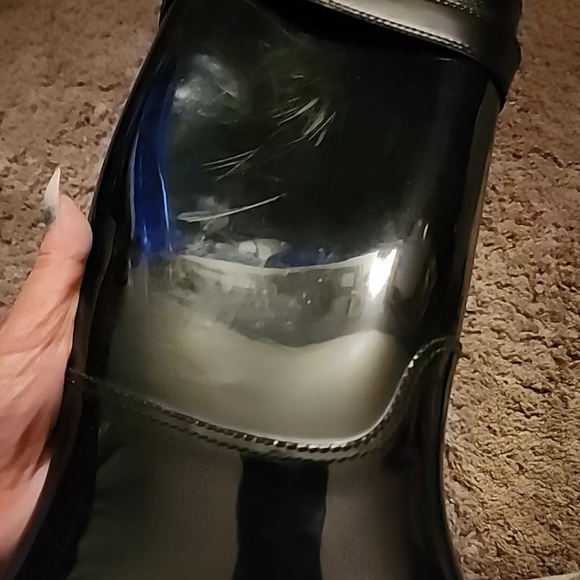 Coach Boots Tara Tall Black Gloss Rubber Rain Boots Size 8 - Picture 6 of 16
